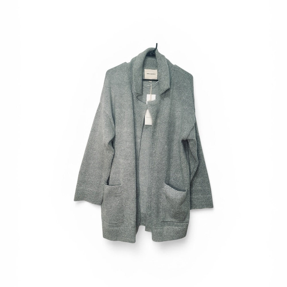 Thread & Supply Open-Front Gray Knit Cardigan